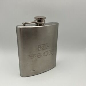 E&J VSOP Stainless Steel Hip Flask 7 oz / Etched / Pocket / Flaws